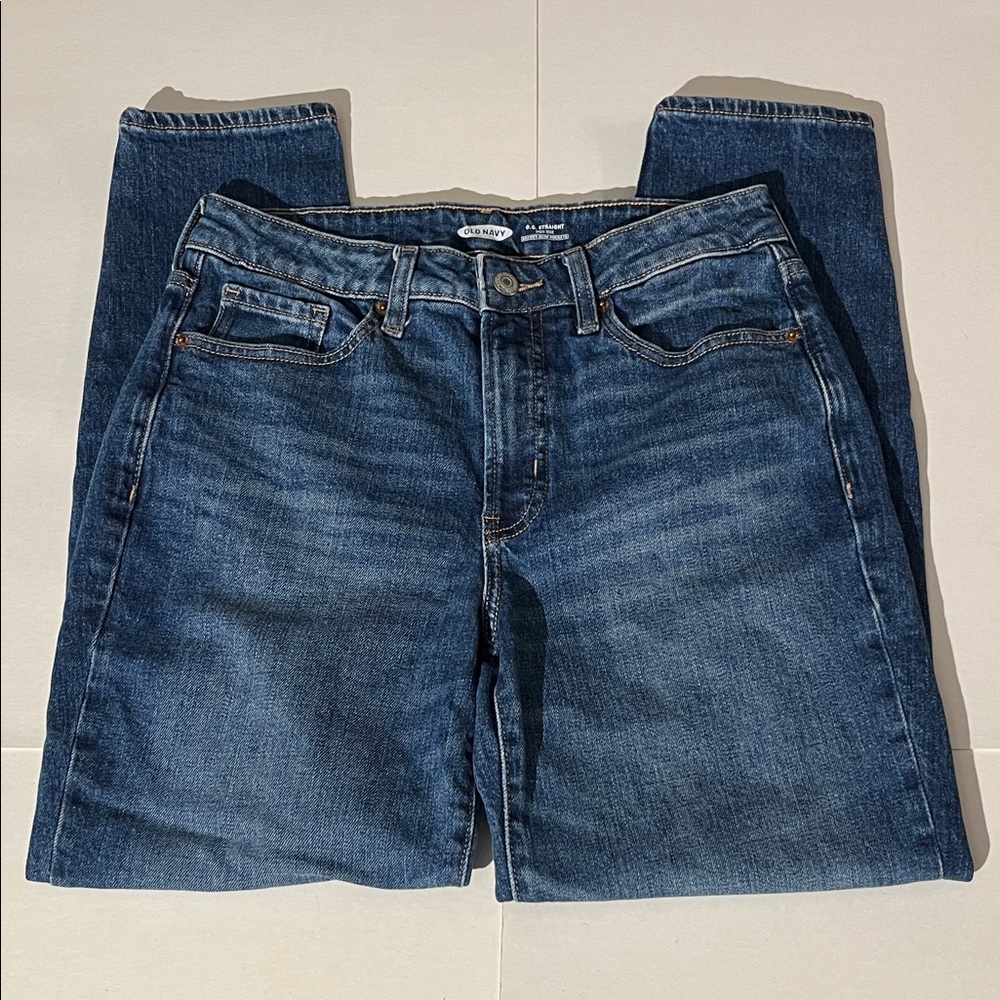Old Navy O.G. Straight High Rise Denim Jeans Stretch Margot Medium Wash sz 4